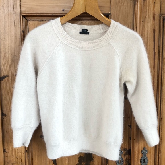 Club Monaco Sweaters - CLUB MONACO Cream Fuzzy Crop Sweater